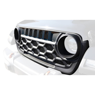 Air Design® - 1-Pc Hexagon Satin Black Front Grille Grille