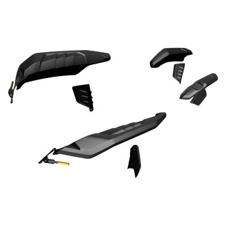 Air Design® - Racer Smooth Grain Satin Black Front and Rear High Top Fender Flare, Mud Flaps and DRL Set