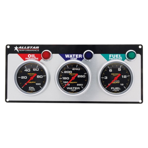 AllStar Performance® - Auto Meter Pro-Comp Liquid Filled 3-Gauge Panel