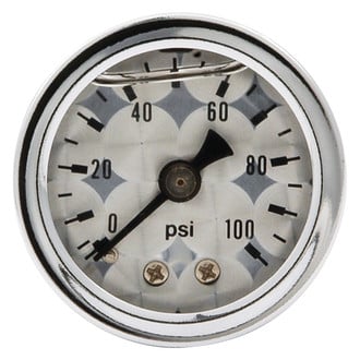 AllStar Performance® - 1-1/2" Shockproof Engine-Turned Liquid Filled Pressure Gauge, 0-100 PSI