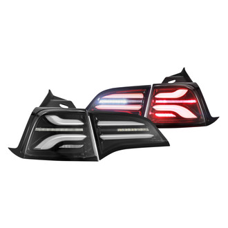 AlphaRex® - PRO-Series Driver and Passenger Side Jet Black Sequential Fiber Optic LED Tail Lights
