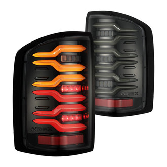 AlphaRex® - LUXX-Series Driver and Passenger Side Alpha-Black/Smoke Sequential Fiber Optic LED Tail Lights