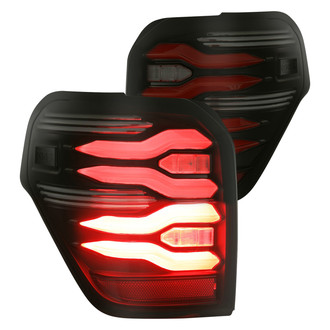 AlphaRex® - LUXX-Series Driver and Passenger Side Matte Black/Smoke Sequential Fiber Optic LED Tail Lights