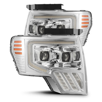 AlphaRex® - LUXX-Series Driver and Passenger Side Chrome Light Tube Projector LED Headlights with Sequential Turn Signal