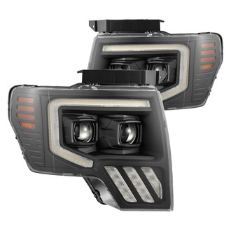AlphaRex® - LUXX-Series Driver and Passenger Side Black Light Tube Projector LED Headlights with Sequential Turn Signal