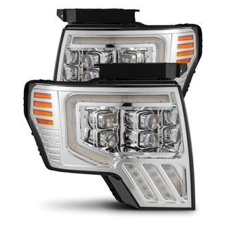 AlphaRex® - NOVA-Series Driver and Passenger Side Chrome Light Tube Projector LED Headlights with Sequential Turn Signal