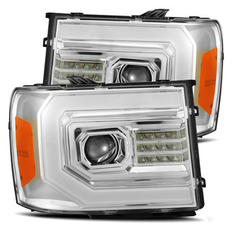 AlphaRex® - LUXX-Series Driver and Passenger Side Chrome DRL Bar Projector LED Headlights with Sequential Turn Signal