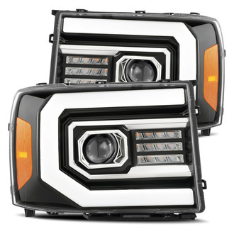 AlphaRex® - LUXX-Series Driver and Passenger Side Jet Black DRL Bar Projector LED Headlights with Sequential Turn Signal