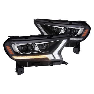 AlphaRex® - LUXX-Series Driver and Passenger Side Black Sequential DRL Bar Projector LED Headlights