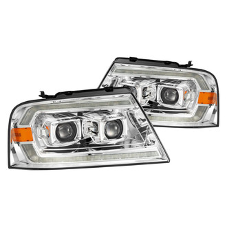 AlphaRex® - LUXX-Series Driver and Passenger Side Chrome Projector LED Headlights with Sequential DRL
