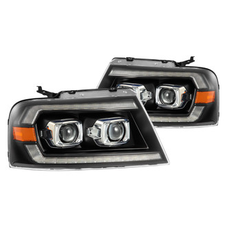 AlphaRex® - PRO-Series Driver and Passenger Side Black Projector Headlights with Sequential LED DRL
