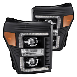 AlphaRex® - PRO-Series Driver and Passenger Side Black Sequential LED DRL Bar Projector Headlights