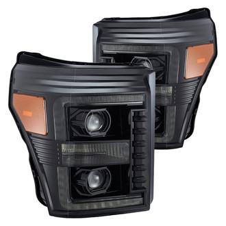 AlphaRex® - LUXX-Series Driver and Passenger Side Mid-Night Black Sequential DRL Bar Projector LED Headlights