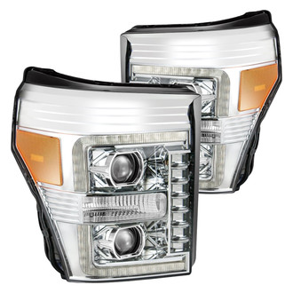 AlphaRex® - LUXX-Series Driver and Passenger Side Chrome Sequential DRL Bar Projector LED Headlights