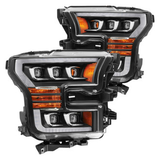 AlphaRex® - NOVA-Series Driver and Passenger Side Black Sequential DRL Bar Projector LED Headlights