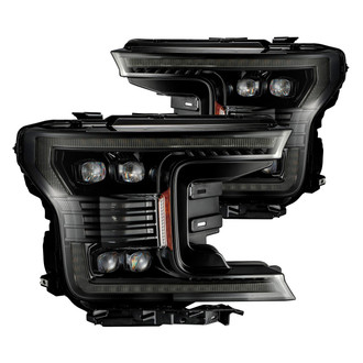 AlphaRex® - NOVA-Series Driver and Passenger Side Mid-Night Black Sequential DRL Bar Projector LED Headlights