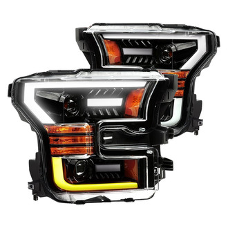 AlphaRex® - LUXX-Series Driver and Passenger Side Jet Black Sequential DRL Bar Projector LED Headlights