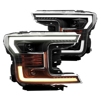 AlphaRex® - LUXX-Series Driver and Passenger Side Black Sequential DRL Bar Projector LED Headlights