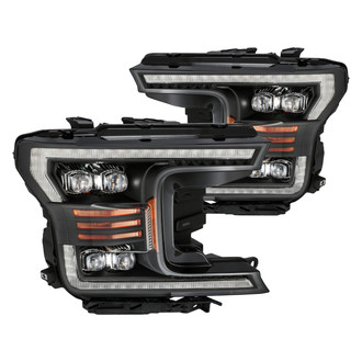 AlphaRex® - NOVA-Series Driver and Passenger Side Black Sequential DRL Bar Projector LED Headlights