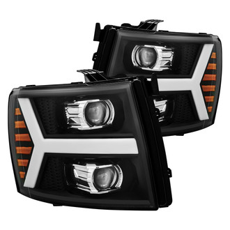 AlphaRex® - PRO-Series Y-Shape Driver and Passenger Side Black Sequential LED DRL Bar Projector Headlights