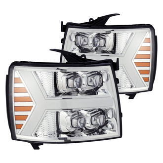 AlphaRex® - NOVA-Series Y-Shape Driver and Passenger Side Chrome Sequential DRL Bar Projector LED Headlights