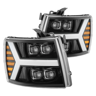 AlphaRex® - NOVA-Series Y-Shape Driver and Passenger Side Jet Black Sequential DRL Bar Projector LED Headlights