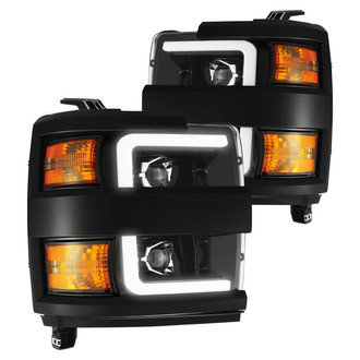 AlphaRex® - PRO-Series Driver and Passenger Side Jet Black LED DRL Bar Projector Headlights