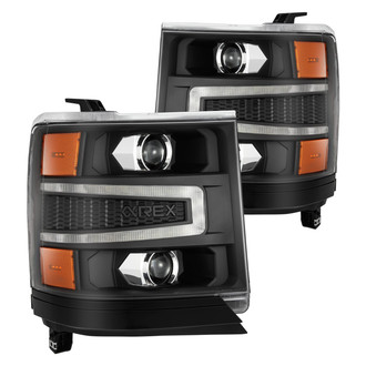 AlphaRex® - LUXX-Series Driver and Passenger Side Black Projector LED Headlights with Sequential DRL