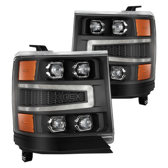 AlphaRex® - NOVA-Series Driver and Passenger Side Black Projector LED Headlights with Sequential DRL