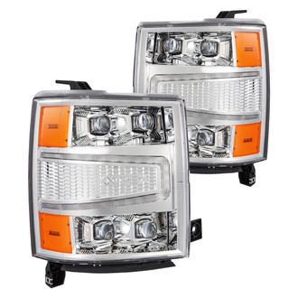 AlphaRex® - NOVA-Series Driver and Passenger Side Chrome Projector LED Headlights with Sequential DRL