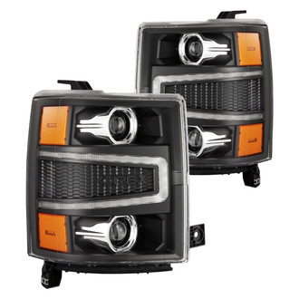 AlphaRex® - PRO-Series Driver and Passenger Side Black Projector Headlights with Sequential LED DRL