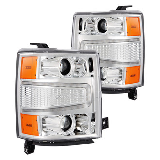 AlphaRex® - PRO-Series Driver and Passenger Side Chrome Projector Headlights with Sequential LED DRL