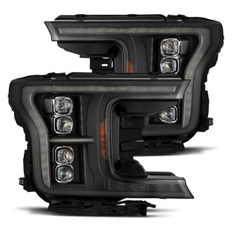 AlphaRex® - NOVA-Series Driver and Passenger Side Black Projector LED Headlights with Sequential DRL