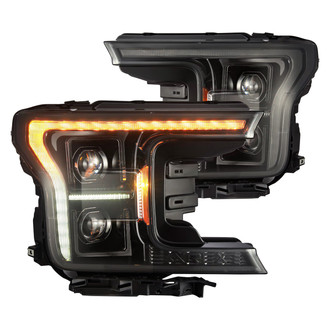 AlphaRex® - PRO-Series Driver and Passenger Side Alpha-Black Projector Headlights with Sequential LED DRL