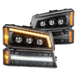 AlphaRex® - NOVA-Series Driver and Passenger Side Alpha-Black Projector LED Headlights with Sequential DRL