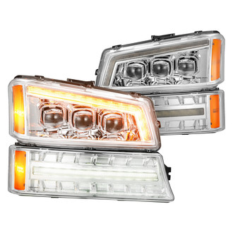 AlphaRex® - NOVA-Series Driver and Passenger Side Chrome Projector LED Headlights with Sequential DRL