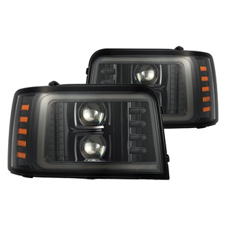 AlphaRex® - LUXX-Series Driver and Passenger Side Alpha-Black Sequential Light Tube Projector LED Headlights