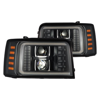 AlphaRex® - LUXX-Series Driver and Passenger Side Black Sequential Light Tube Projector LED Headlights