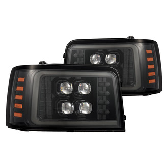 AlphaRex® - NOVA-Series Driver and Passenger Side Alpha-Black Sequential Light Tube Projector LED Headlights