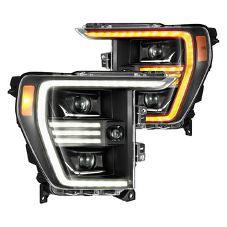 AlphaRex® - PRO-Series Driver and Passenger Side Black Projector Headlights with Sequential LED DRL
