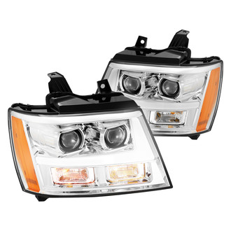 AlphaRex® - LUXX-Series Driver and Passenger Side Chrome Sequential DRL Bar Projector LED Headlights