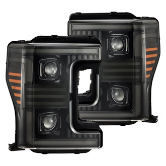 AlphaRex® - PRO-Series Driver and Passenger Side Alpha-Black Sequential LED Light Tube Projector Headlights