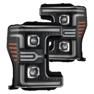 AlphaRex® - LUXX-Series Driver and Passenger Side Black Sequential Light Tube Projector LED Headlights