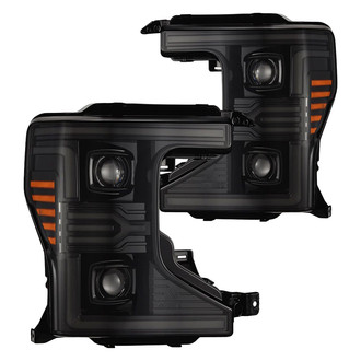 AlphaRex® - LUXX-Series Driver and Passenger Side Alpha-Black Sequential Light Tube Projector LED Headlights