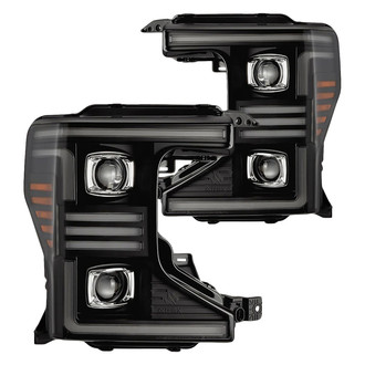 AlphaRex® - PRO-Series Driver and Passenger Side Black Sequential LED Light Tube Projector Headlights