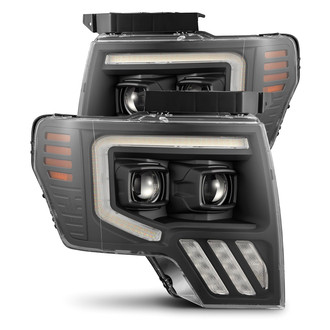 AlphaRex® - PRO-Series Driver and Passenger Side Black LED Light Tube Projector Headlights with Sequential Turn Signal
