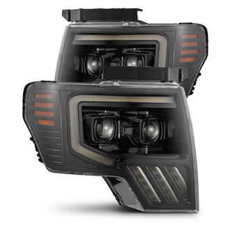 AlphaRex® - PRO-Series Driver and Passenger Side Alpha-Black LED Light Tube Projector Headlights with Sequential Turn Signal