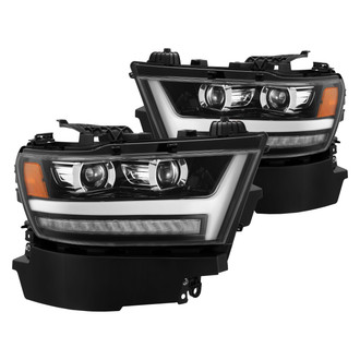 AlphaRex® - PRO-Series Driver and Passenger Side Jet Black LED DRL Bar Projector Headlights with Sequential Turn Signal