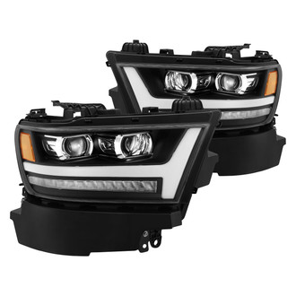 AlphaRex® - PRO-Series Driver and Passenger Side Black LED DRL Bar Projector Headlights with Sequential Turn Signal