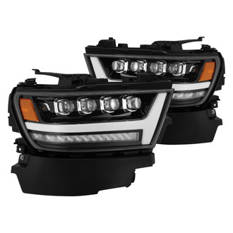 AlphaRex® - NOVA-Series Driver and Passenger Side Jet Black DRL Bar Projector LED Headlights with Sequential Turn Signal